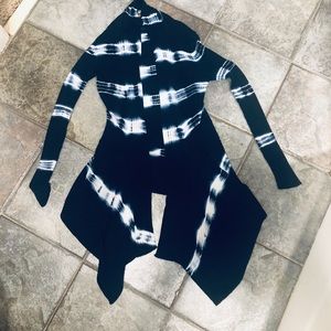Blue Asymmetrical Tie Dyed Belldini Long Navy Cardigan M